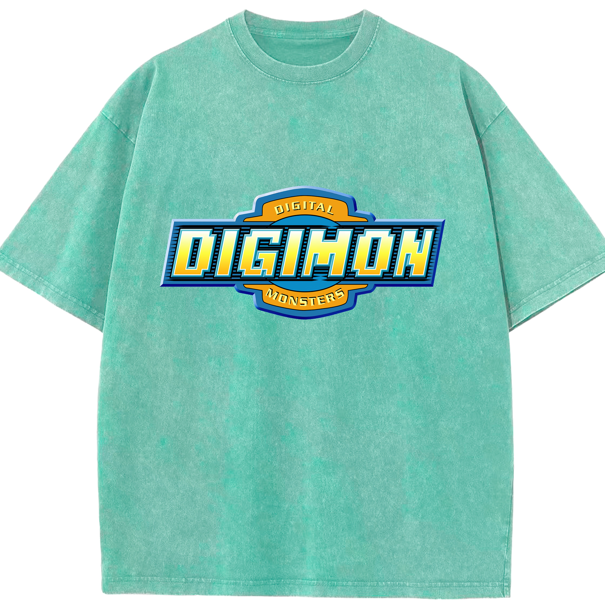 （画像用） Digimon デジタルモンスター/デジモン 綿100% ヴィンテージ風 半袖Tシャツ（フロントプリント）